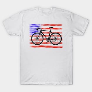 Cyclocross Bicycle American Flag T-Shirt